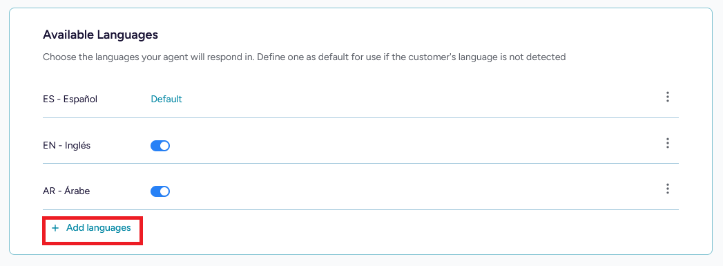 Available languages