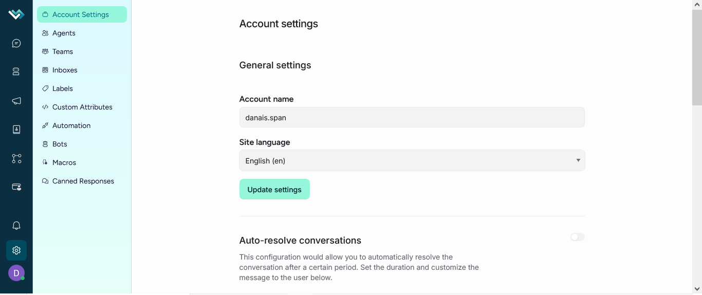 Account settings