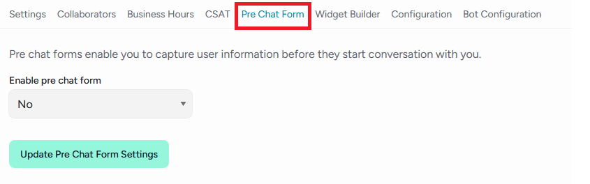 Chat pre-form