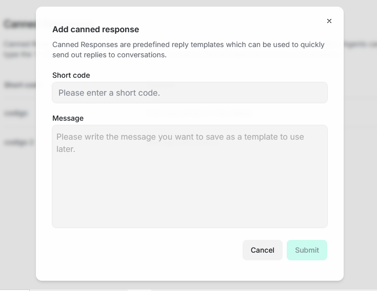 Creating/Editing Predefined Responses