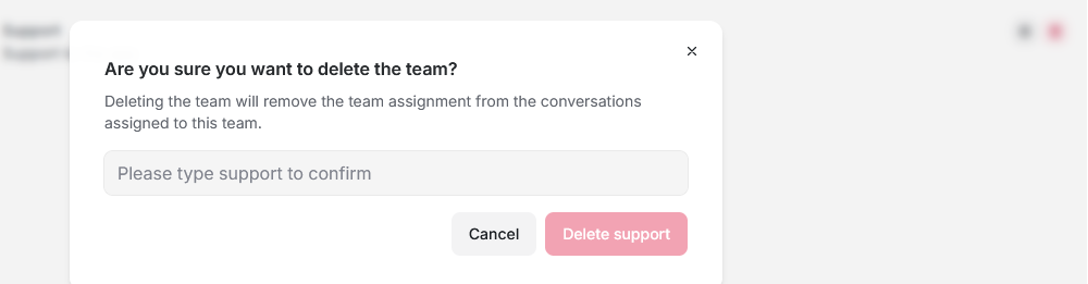 Team deletion